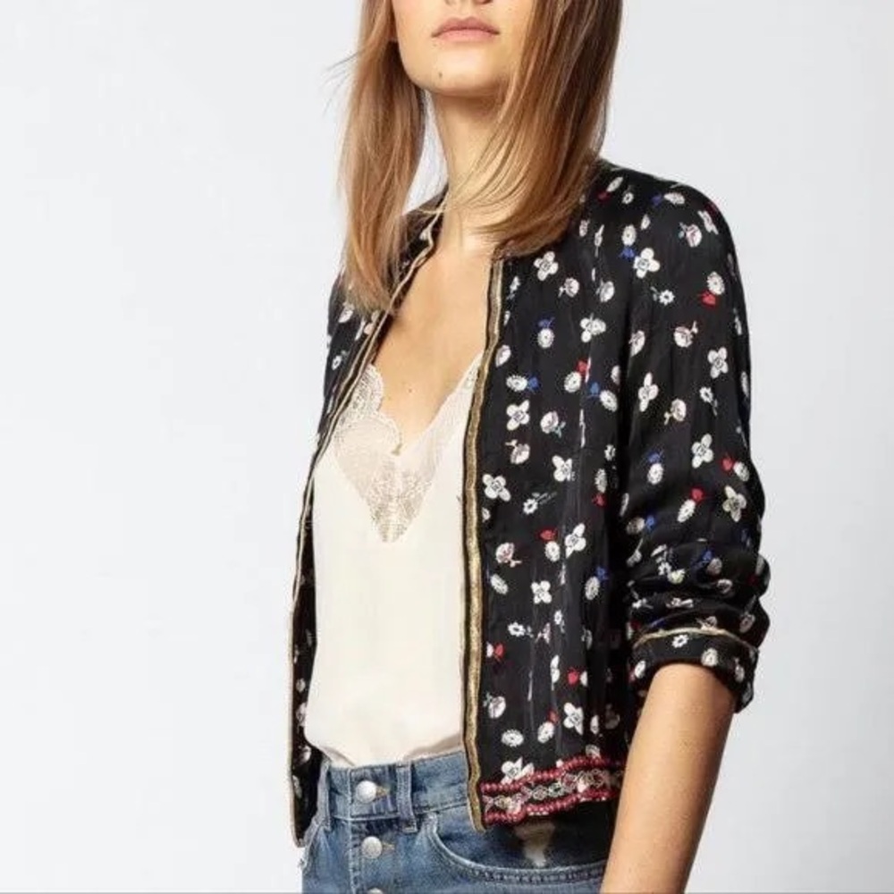 Zadig & Voltaire Vendrix Vintage Flower Boho Embroidered Jacket